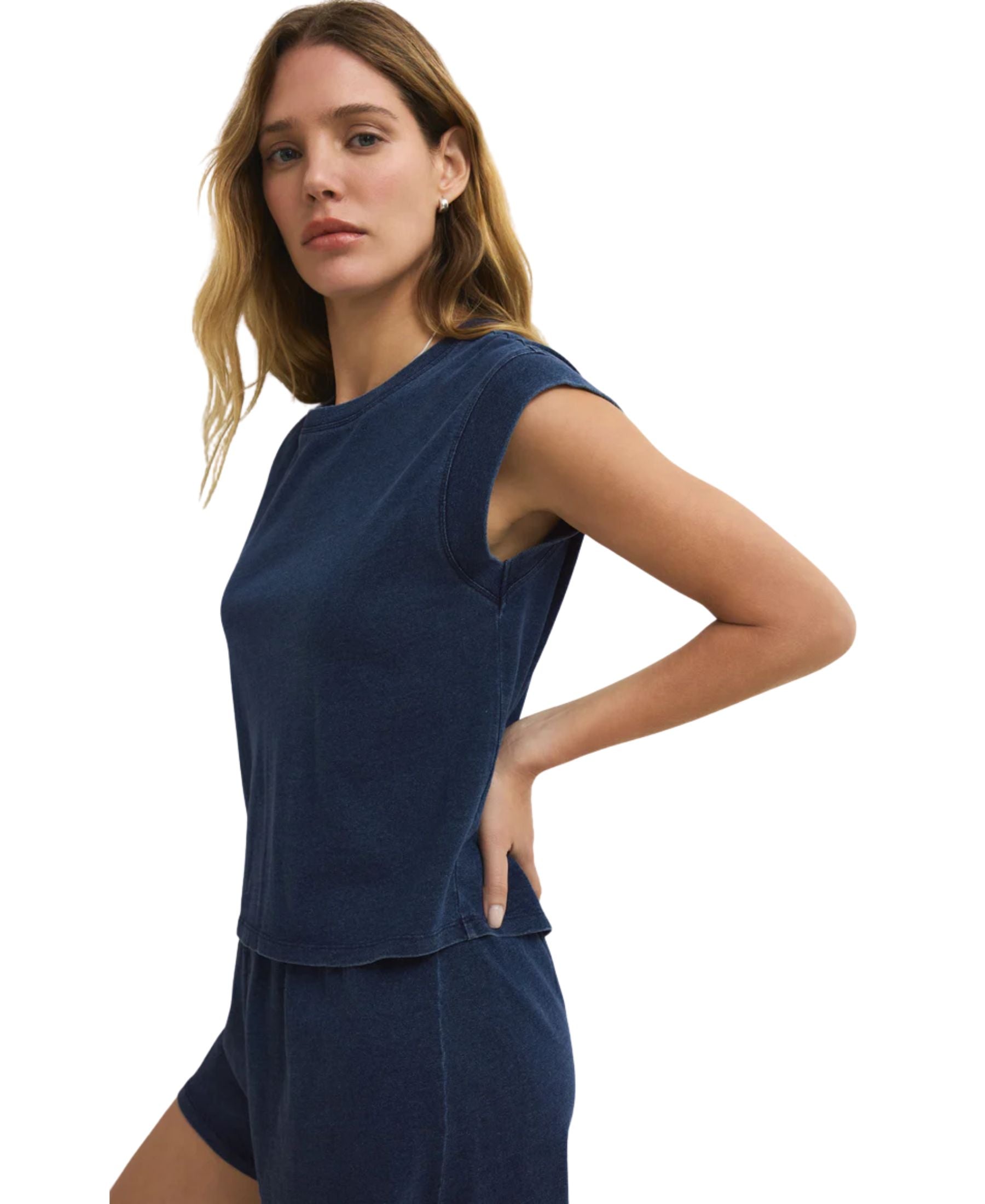 Z Supply Camino Cotton Jersey Denim Tee