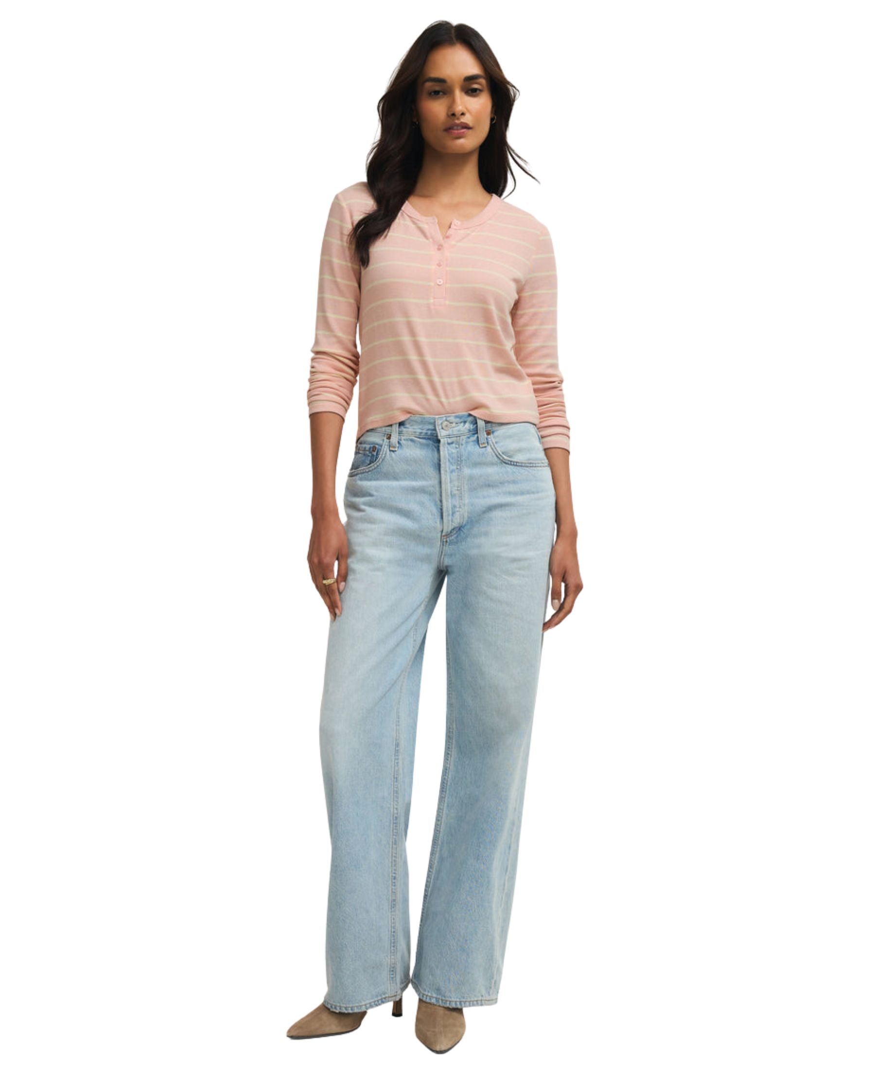 Z Supply Ferris Henley Striped - Washed Pink