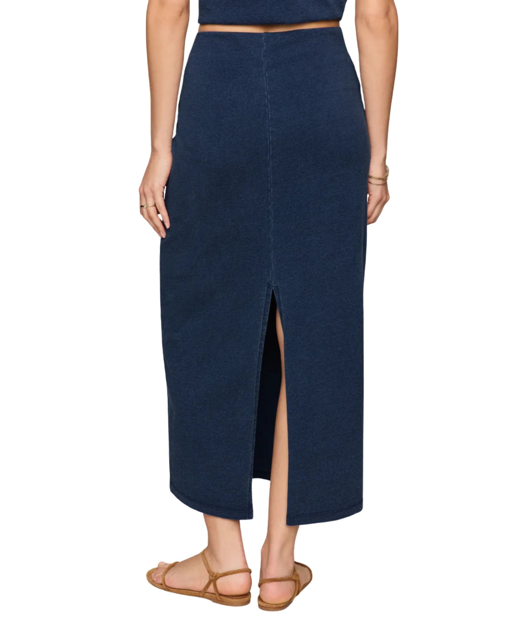 Z Supply Gail Jersey Denim Midi Skirt - Indigo