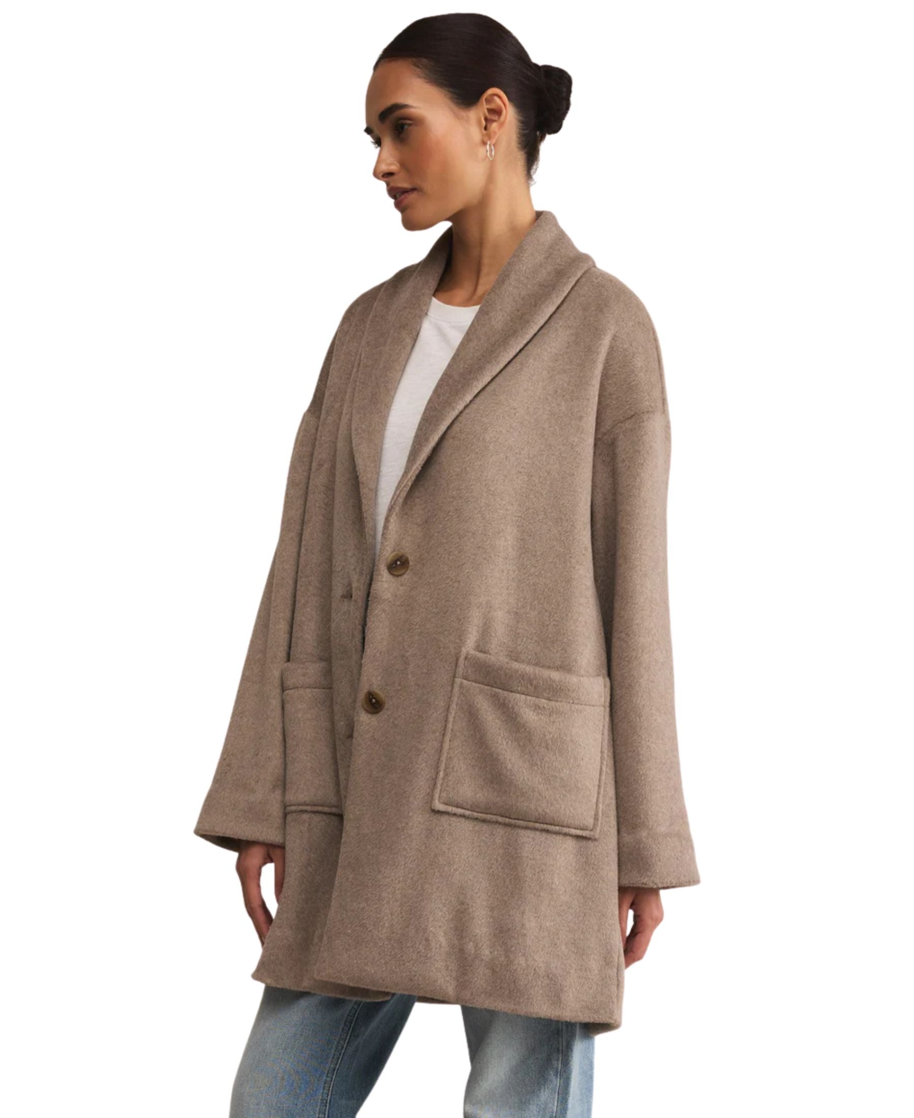 Z Supply Lennon Heathered Coat - Smokey