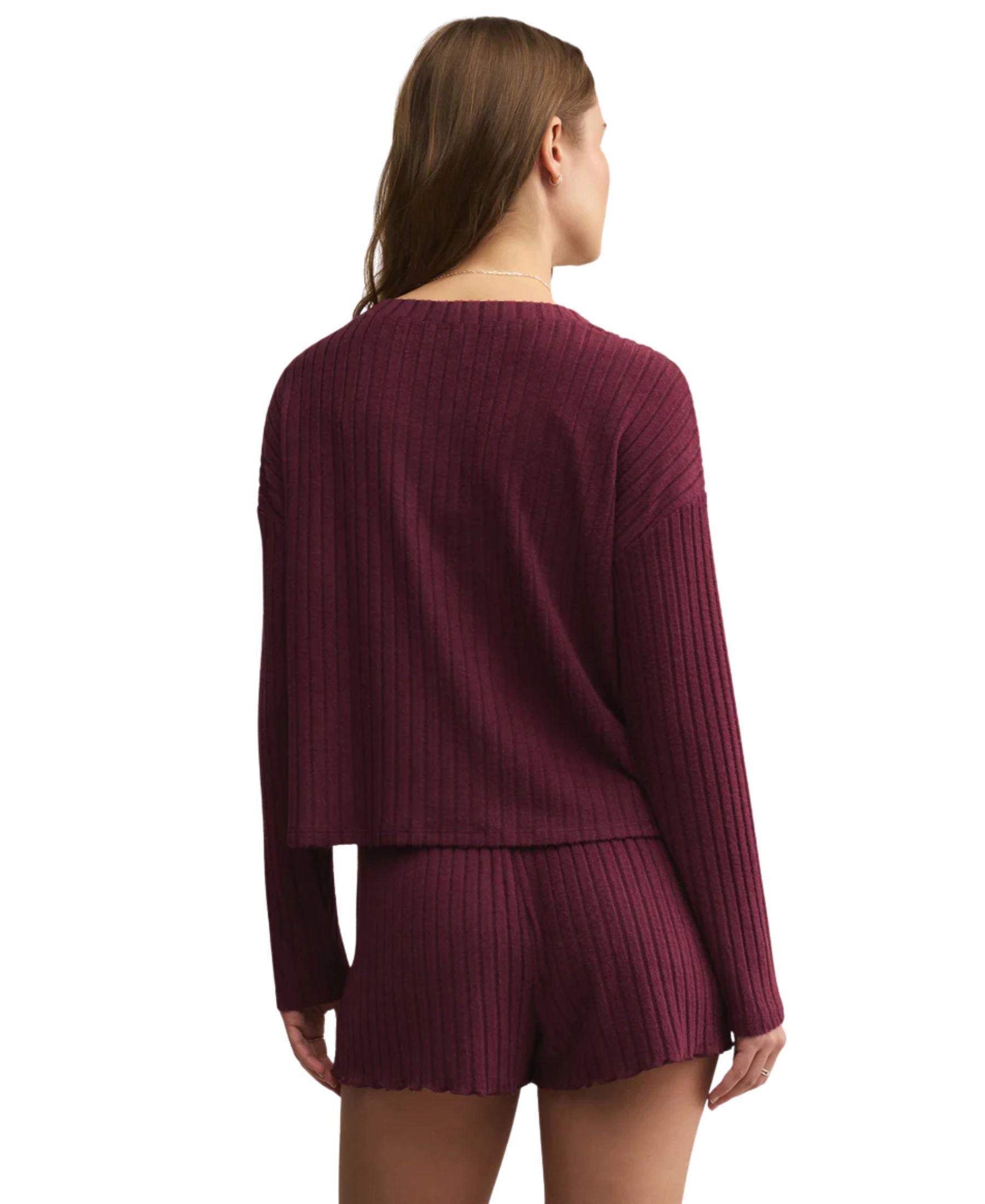 Z Supply Mara Rib Cardigan - Merlot