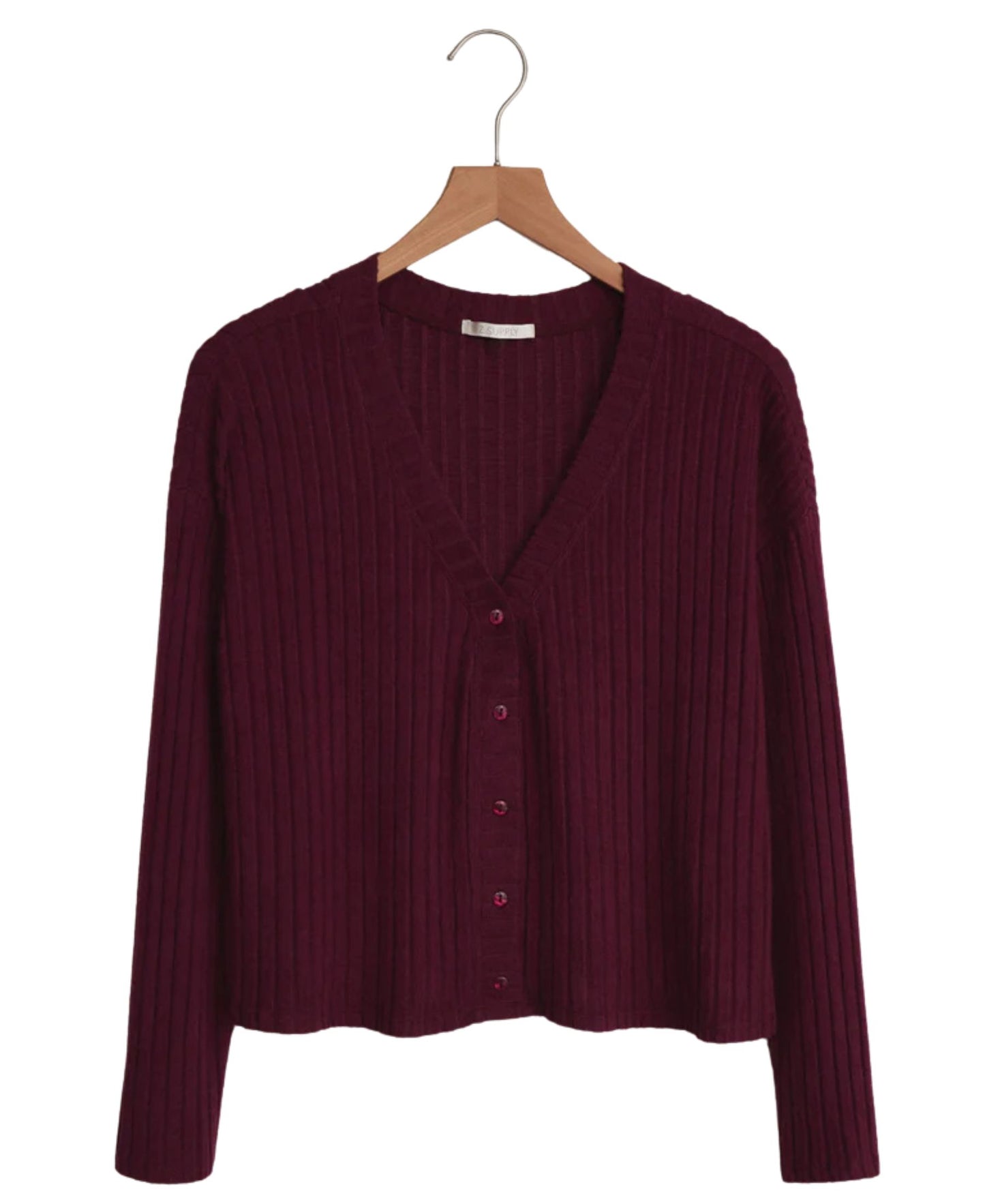 Z Supply Mara Rib Cardigan - Merlot