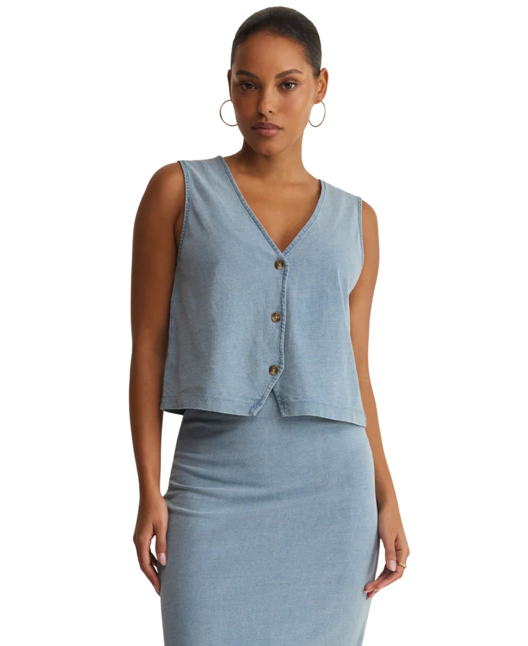 Z Supply Noelle Jersey Demin Tank - Ocean Air Indigo