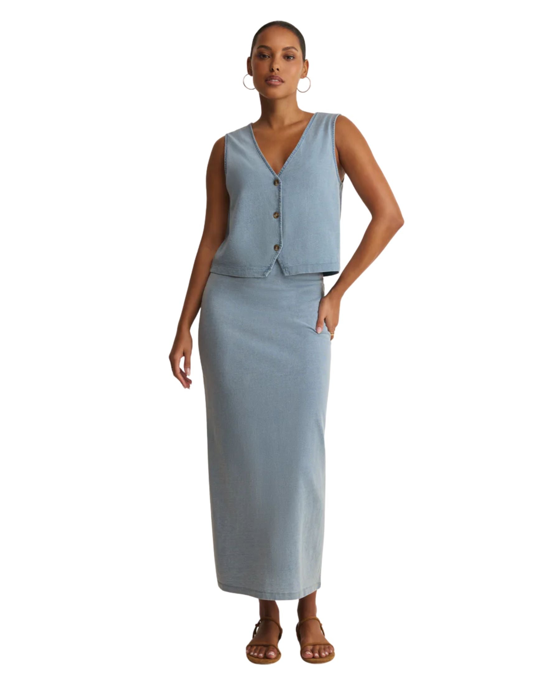 Z Supply Noelle Jersey Demin Tank - Ocean Air Indigo