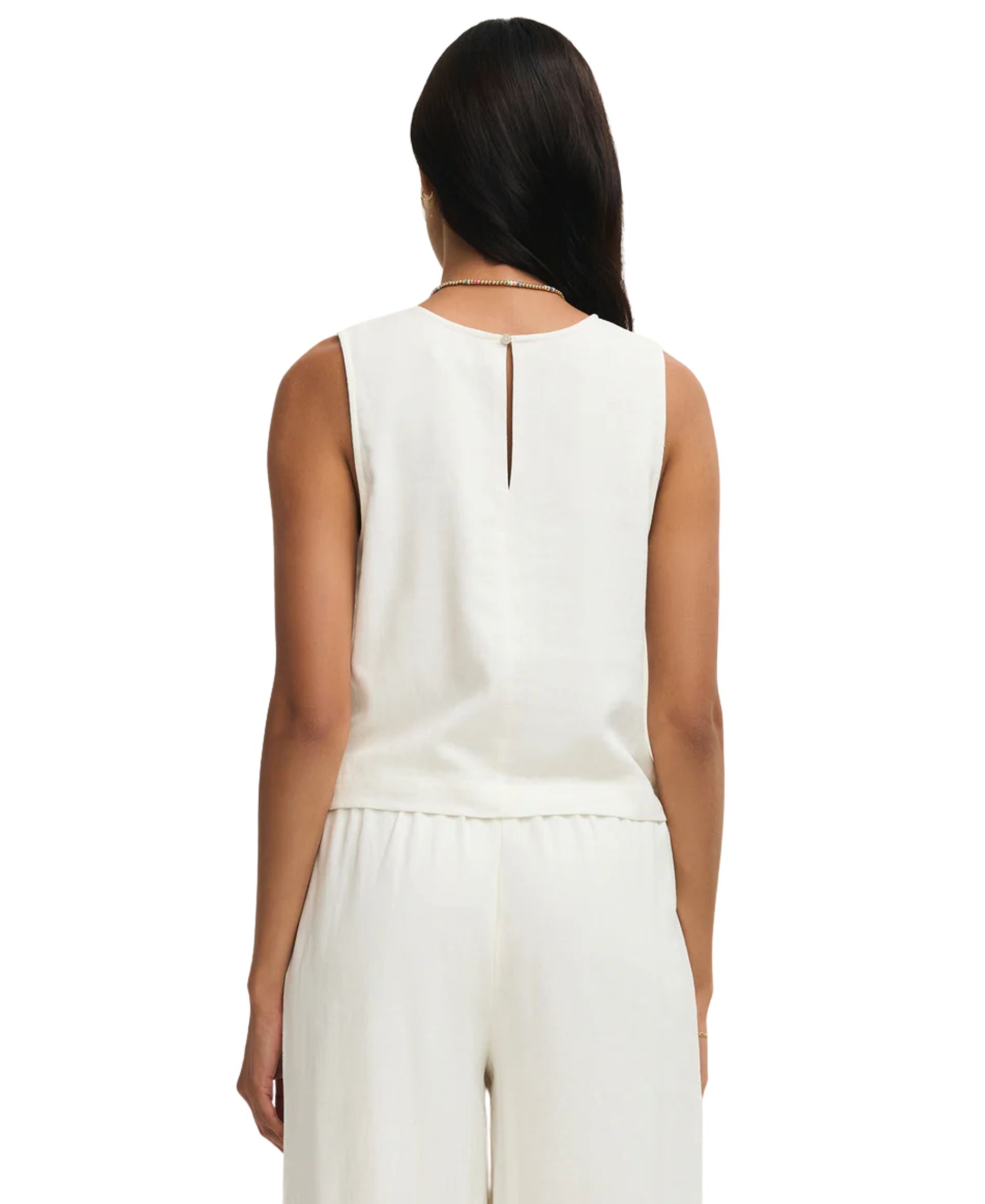 Z Supply Sloane Linen Cropped Tank - White