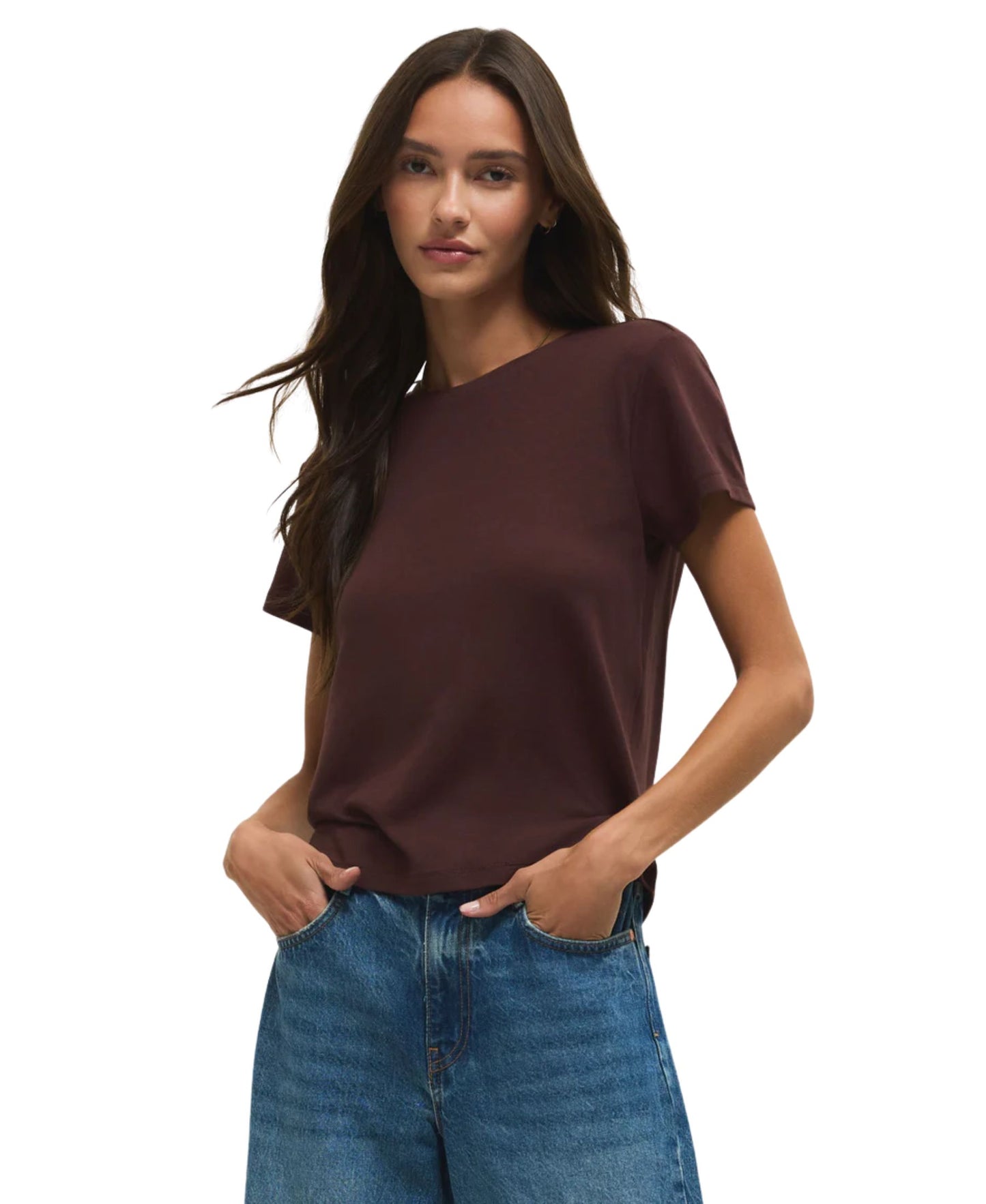 Z Supply Tourist Knit Jersey Tee - Chocolate Cherry