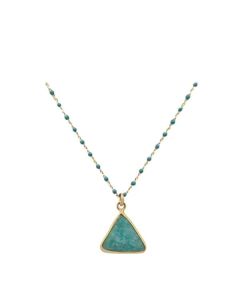 Athena Designs 2mm Vermeil Beaded Chain With Semiprecious Stone Charm