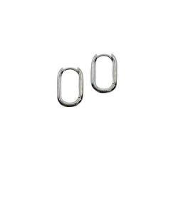 Athena Designs Hoop: Small Rhodium Plated Oval