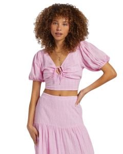 Billabong Tropic Heart Puff Sleeve Crop Top
