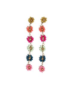 Ink + Alloy Amanda Multi Color Flower Beaded Dangle Earrings Rainbow