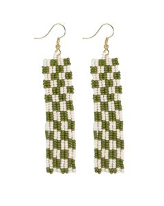 Ink + Alloy Harriet Woven Top Gingham Beaded Earrings