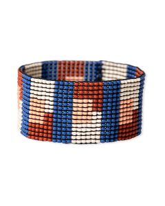 Ink + Alloy Kendall Quilted Beaded Stretch Bracelet Rust + Lapis