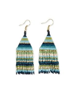 Ink + Alloy Lexie Horizontal Stripe Beaded Fringe Earrings