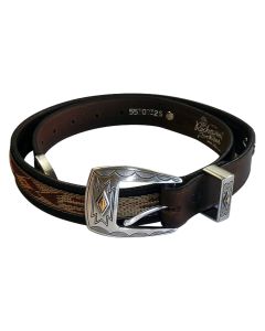 Rockmount Brown Native Ribbon Genuine Leather Western Belt with Conchos
