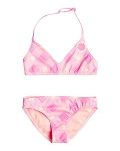 Roxy Girl's 2-7 Flower Plaid Triangle Two Piece Bikini Set