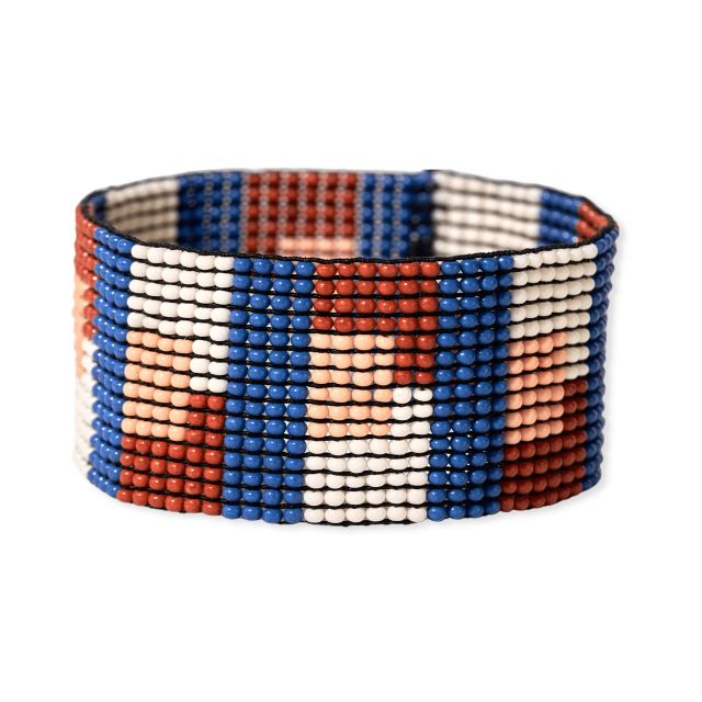 Ink + Alloy Kendall Quilted Beaded Stretch Bracelet Rust + Lapis