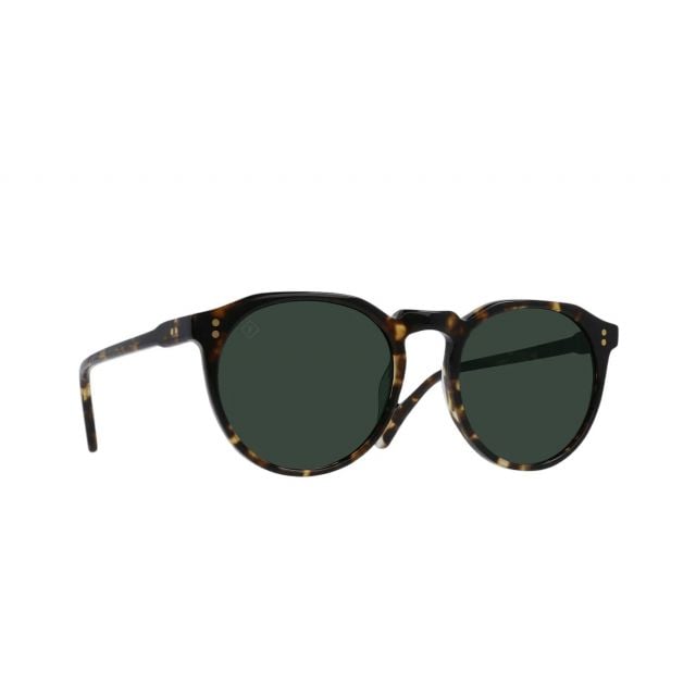 Raen Remmy Brindle Tortoise & Green Polarized Unisex Retro Round Sunglasses