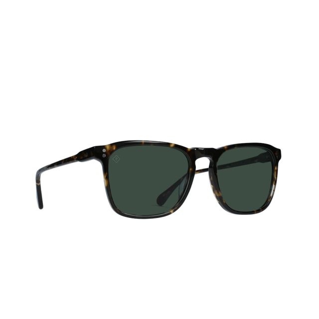Raen Wiley Brindle Tortoise & Green Polarized Men's Square Sunglasses