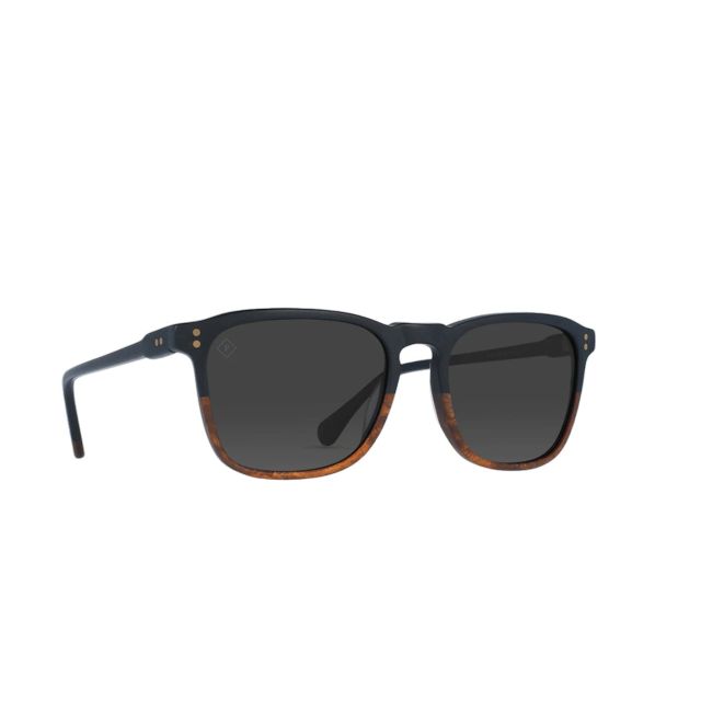 Raen Wiley Burlwood & Black Polarized Men's Square Sunglasses