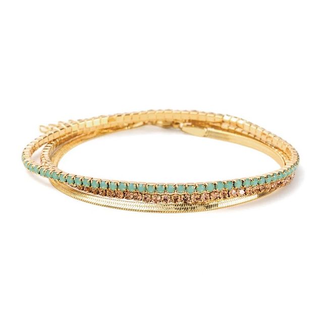 Scout Curated Wears Sparkle & Shine Rhinestone Bracelet Trio - Pacific Opal/Gold
