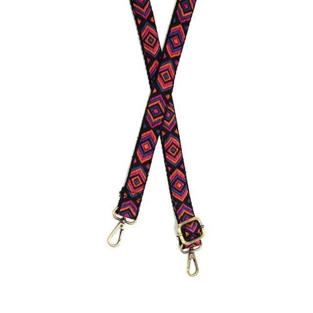 Joy Susan Multi Vivid Geometric Embroidered Guitar Strap
