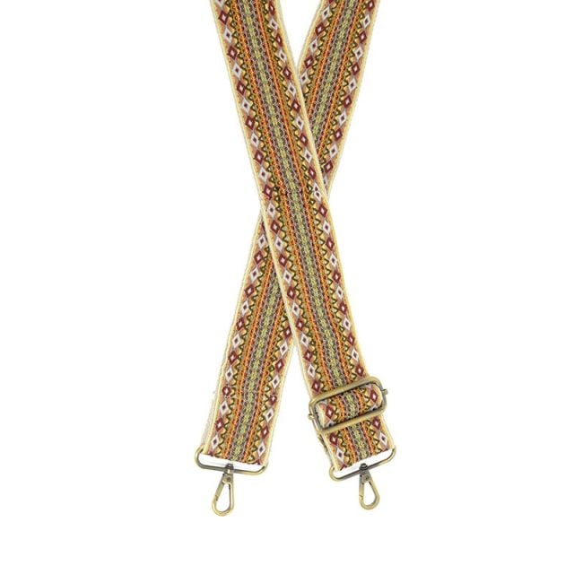 Joy Susan Natural Multi Embroidered Ribbon Guitar Strap