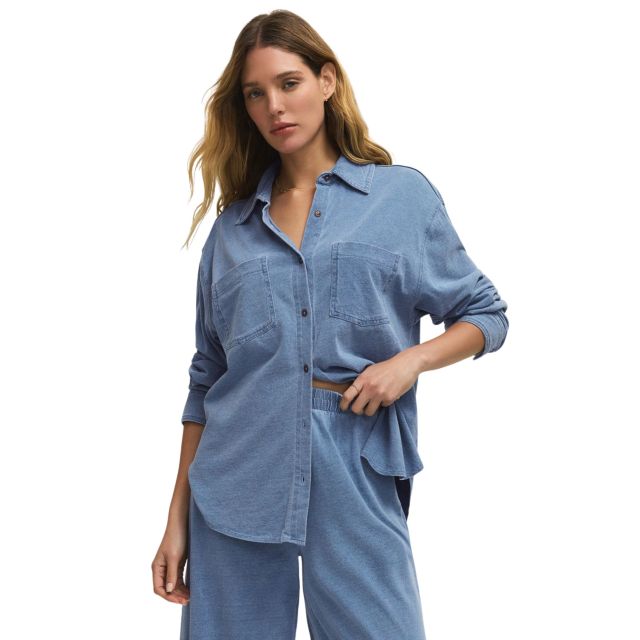 Z Supply Reese Jersey Denim Button Up