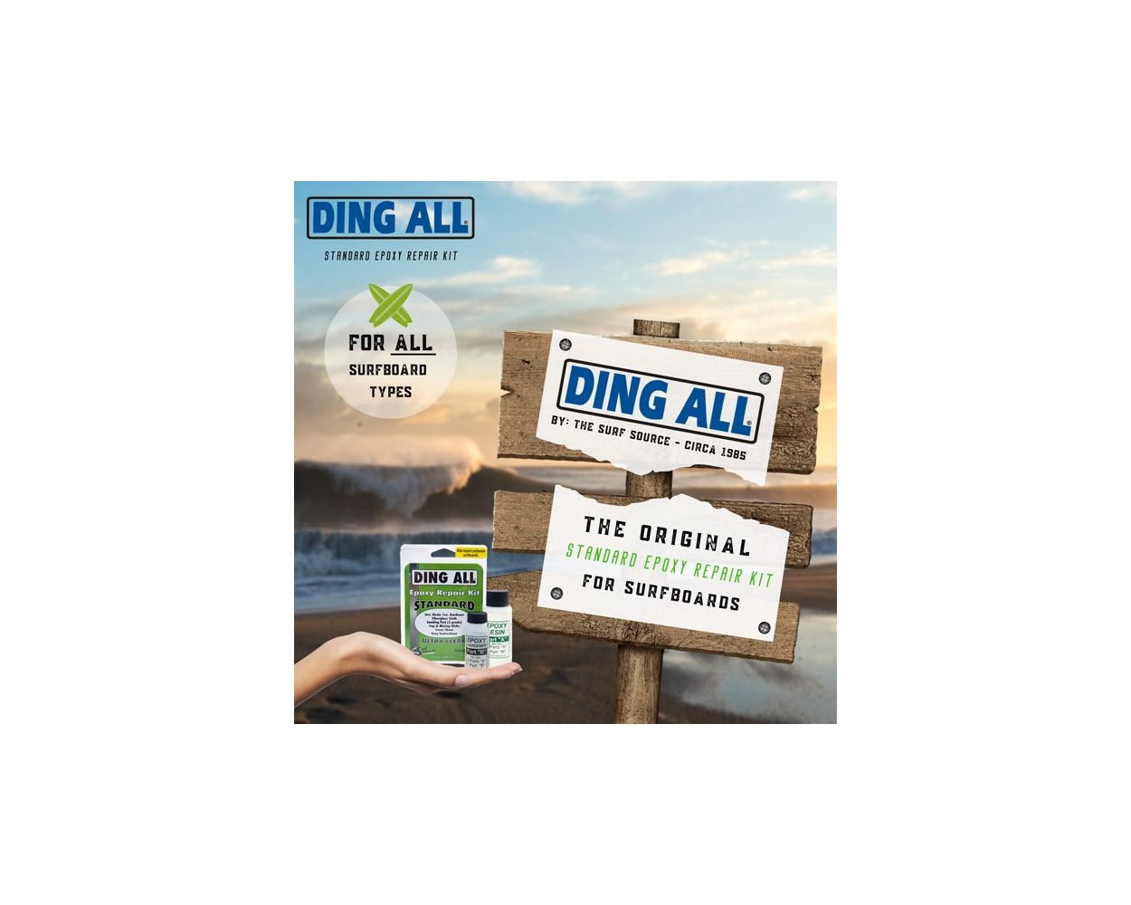 Ding All Standard Epoxy Resin 3oz Repair Kit Hobie Surf Shop
