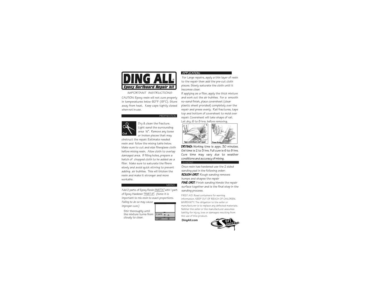 Ding All Standard Epoxy Resin 3oz Repair Kit | Hobie Surf Shop