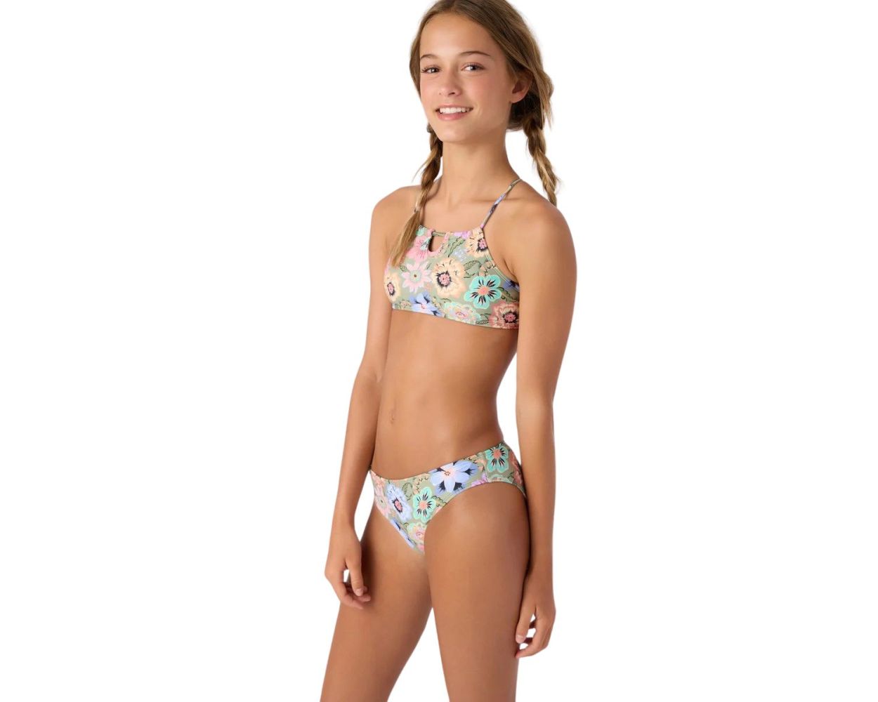 (取寄) オニール レディース ケーラ O'Neill women Kayla Tangerine O'neill Girls Talitha Floral Keyhole Tank & Bottoms | Hobie