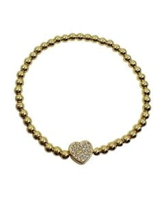 Athena Designs Beaded Bracelet with Pave Heart