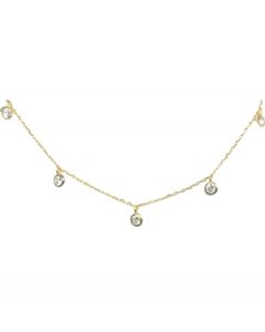 Athena Designs Crystal Chain Gold Choker Necklace