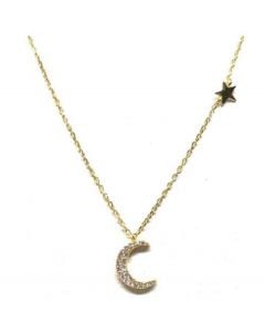 Athena Designs Crystal Moon & Star Necklace