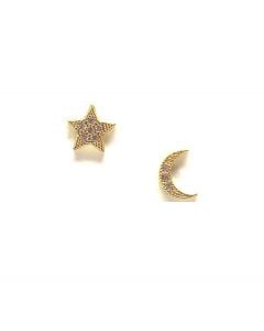 Athena Designs Micro Pave Moon & Star Stud Earrings