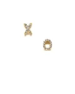 Athena Designs Stud Earring: Crystal Pave "XO" Gold Vermeil