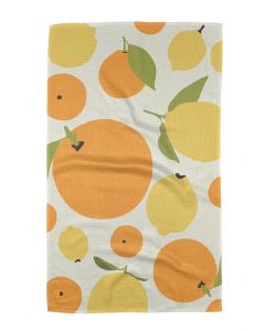 Geometry Sunny Lemons and Oranges Dish Towel