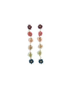 Ink + Alloy Amanda Multi Color Flower Beaded Dangle Earrings Port