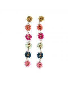 Ink + Alloy Amanda Multi Color Flower Beaded Dangle Earrings Rainbow