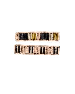 Ink + Alloy Anna Striped Beaded 2 Pack Hair Clip Gold