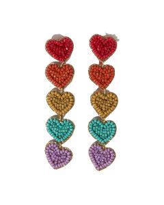 Ink + Alloy Rainbow 5  2.75 Dangle Heart Post Earrings