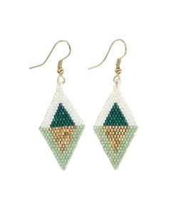 Ink + Alloy Zelda Flipped Triangle Diamond Earrings Emerald