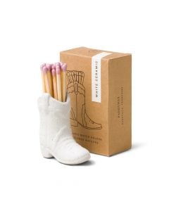 Paddywax Cowboy Boot Match Holder - White