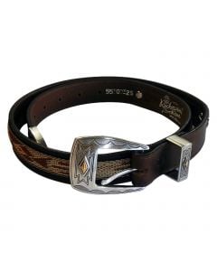 Rockmount Brown Native Ribbon Genuine Leather Western Belt with Conchos