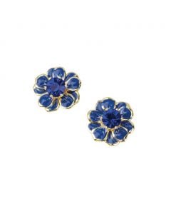 Scout Curated Wears Sparkle & Shine Sm Enamel Flower Earring - Sapphire & Gold