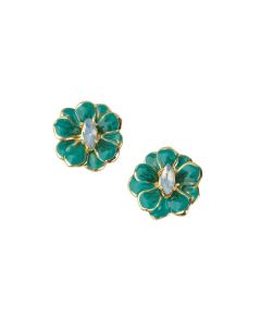 Scout Curated Wears Sparkle & Shine Small Enamel Flower Earring - Turquoise & Gold
