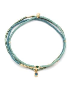 Scout Curated Wears Tonal Chromacolor Miyuki Bracelet Trio - Turquoise & Gold