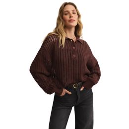 Z Supply Looking Glass Crochet Polo Sweater